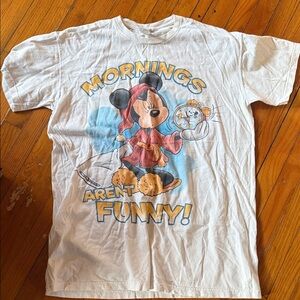 Disney White Mickey Mouse Morning Tee sleep shirt VTG